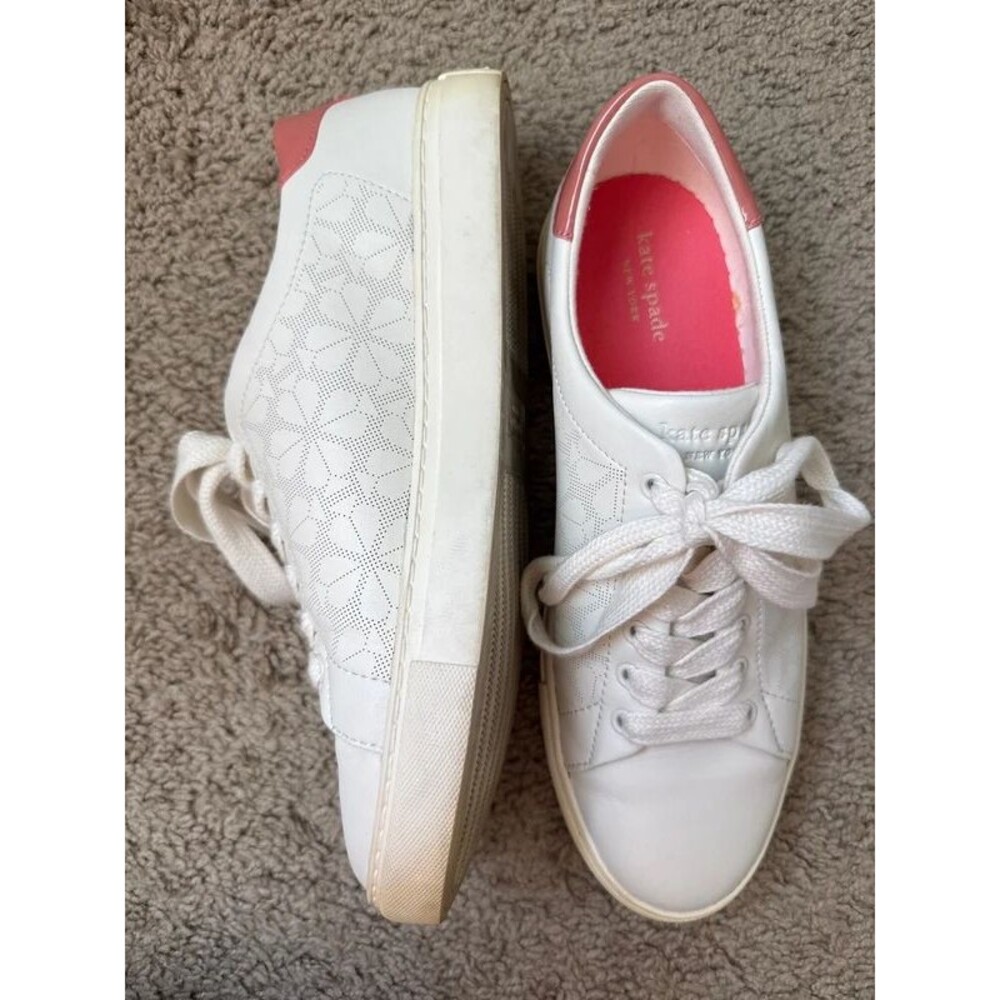 TITLE Kate Spade Audrey White Pink Leather Sneakers Women’s 9